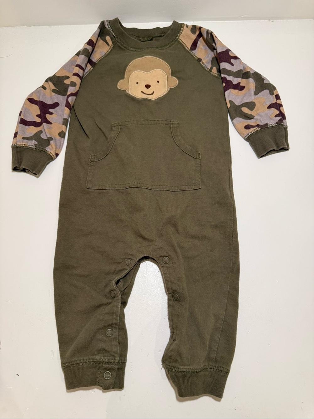 Carter’s 12M Green & Camo Monkey One-Piece Longall